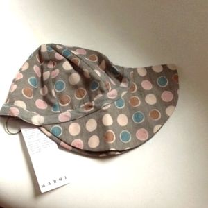 NWT MARNI Hat Cappello Grafite & Turquoise Organza Dot Med